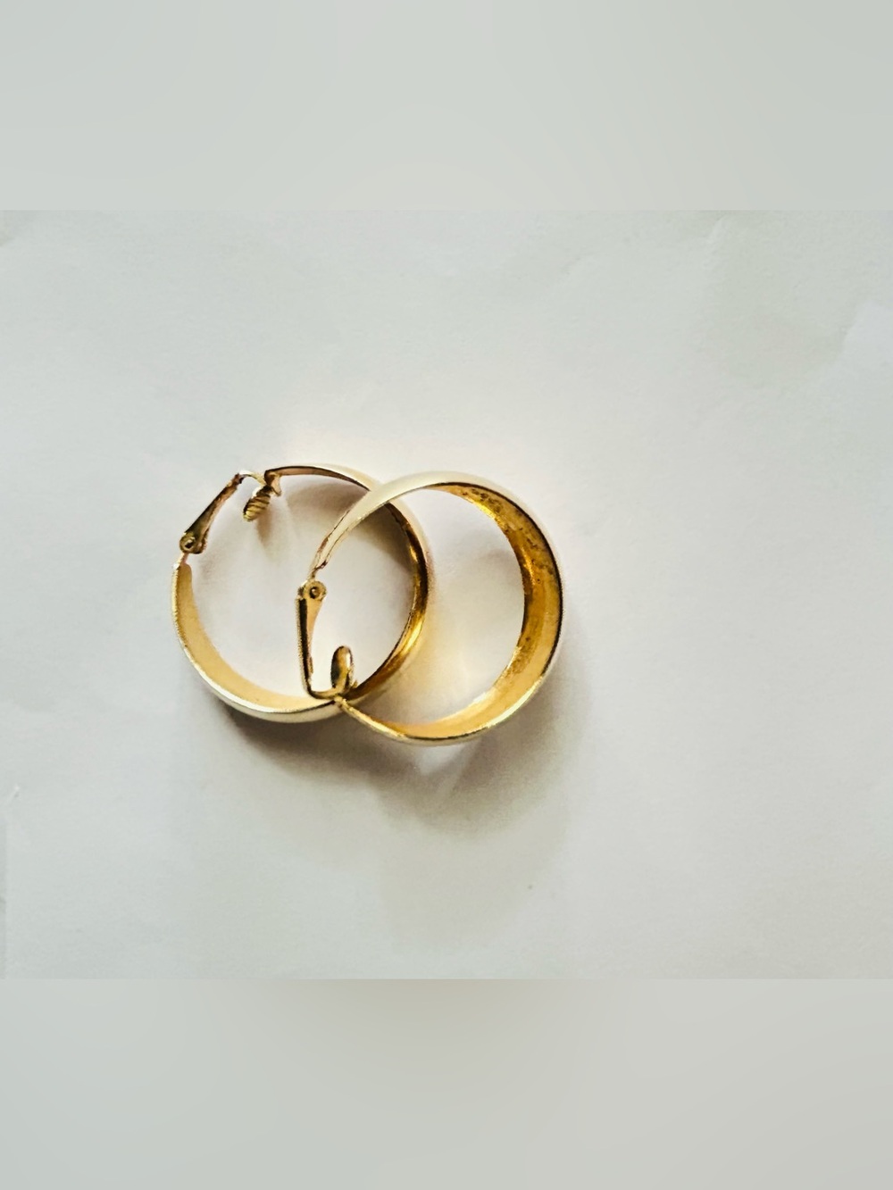 Yellow Gold Tone Doomed Hoop Clip Earrings